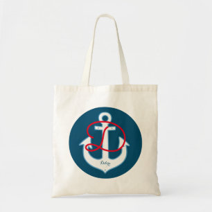 white anchor blue personalised tote bag