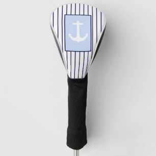 White Anchor Captain Blue Stripes Sea Ocean Golf Head Cover
