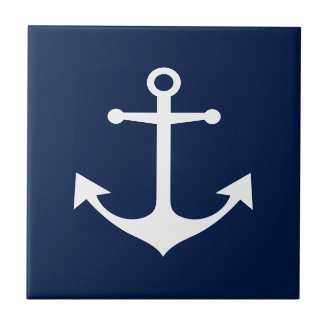 White anchor on deep blue sea symbol tile (Front)