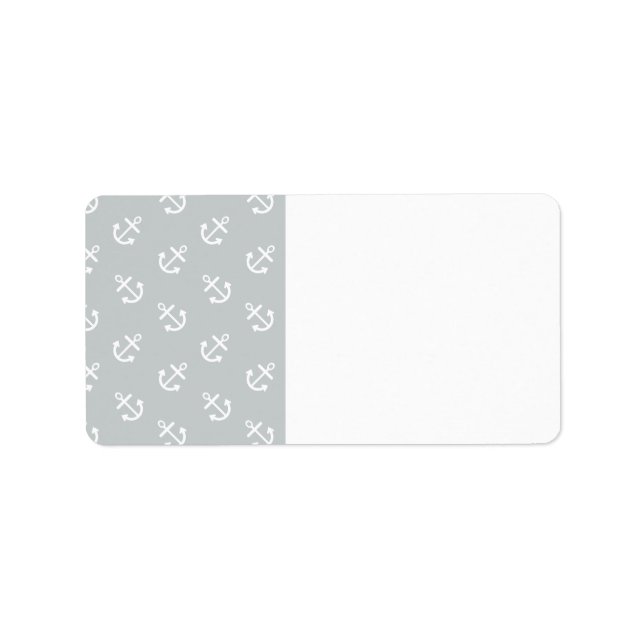 White Anchors Glacier Grey Background Pattern Label (Front)