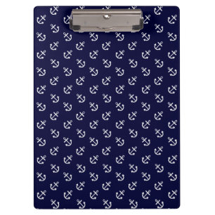 White Anchors Navy Blue Background Pattern Clipboard