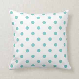 White And Aqua Blue Polka Dots Toss Pillows