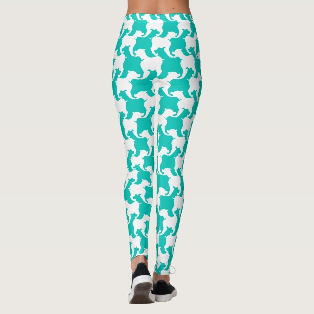 White and aqua colour Houndstooth dogs leggings (Back)