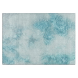 White and Aqua Green Marble Glass Cutting Board