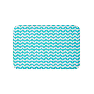 White and Aqua Zig Zag Pattern Bath Mat