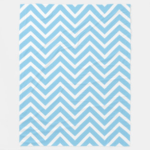 White And Baby Blue Chevron Pattern Fleece Blanket
