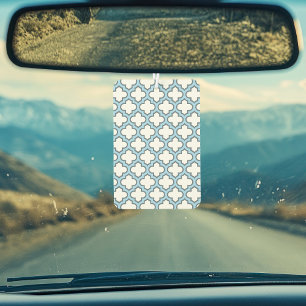 White and Baby Blue Trellis, Lattice, Quatrefoil Car Air Freshener