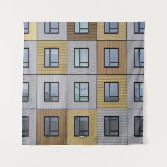 White and beige building windows tapestry (Front)