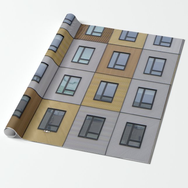 White and beige building windows wrapping paper (Unrolled)