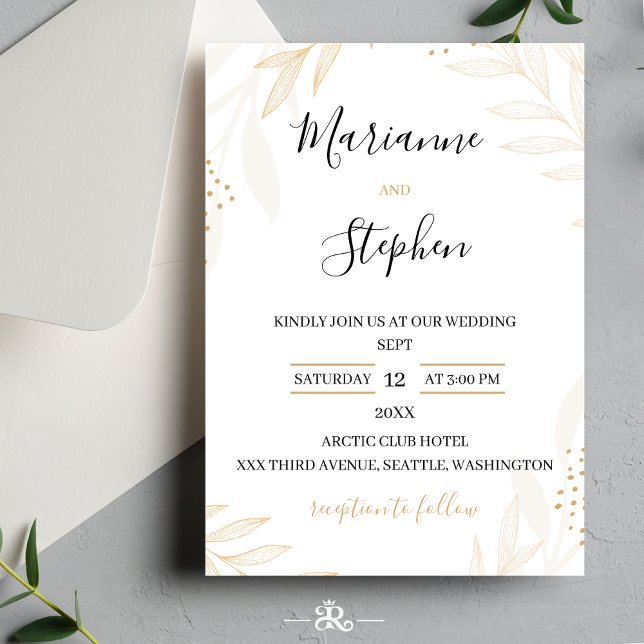 White and Beige Elegant Floral Wedding Invitation (Creator Uploaded)