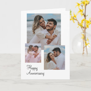 White and Beige Minimalist Anniversary Photo  Card