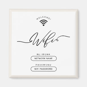 White and Beige Minimalist Simple Wifi Zone Magnet