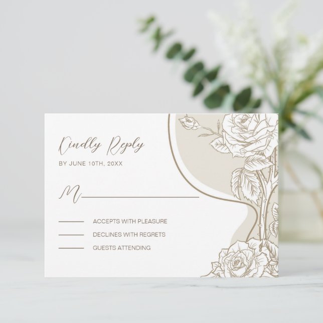 White and Beige Roses  Enclosure Card (Standing Front)