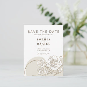 White and Beige Roses Save The Date