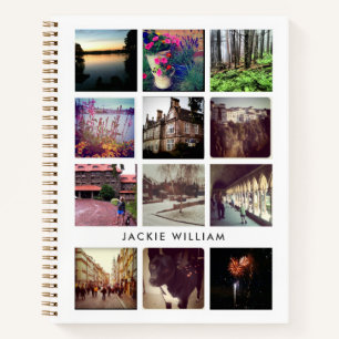 White and Black 12 Photo Notebook with Text