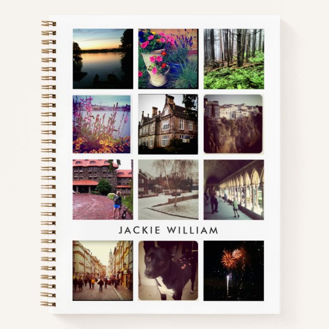 White and Black 12 Photo Notebook with Text (Front)