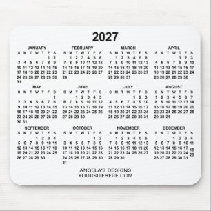 White and Black 2027 Calendar Promotional Mouse Mat