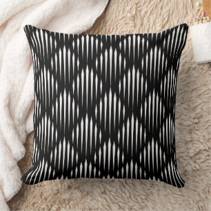White and Black abstract line pattern   Cushion