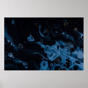 White and black abstract painting poster