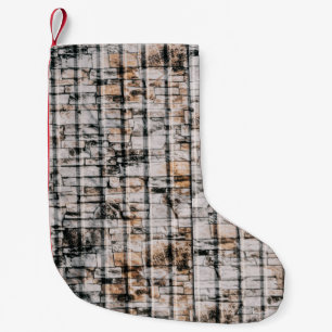 White and black abstract painting small christmas stocking