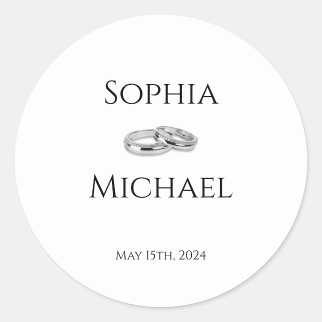 White and Black Affair-Wedding-Rings- Classic Round Sticker (Front)