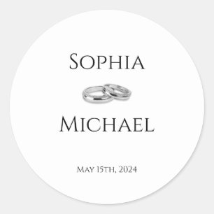 White and Black Affair-Wedding-Rings- Classic Round Sticker