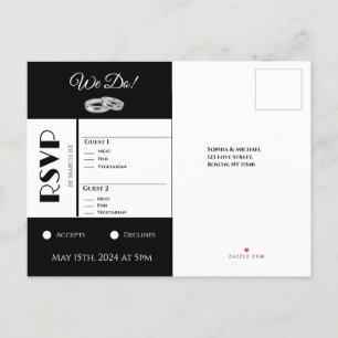 White and Black Affair-Wedding RSVP- Invitation Po
