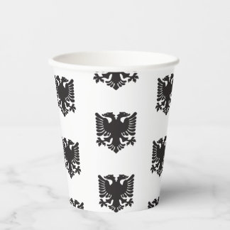White and Black Albanian Eagle Paper Cups