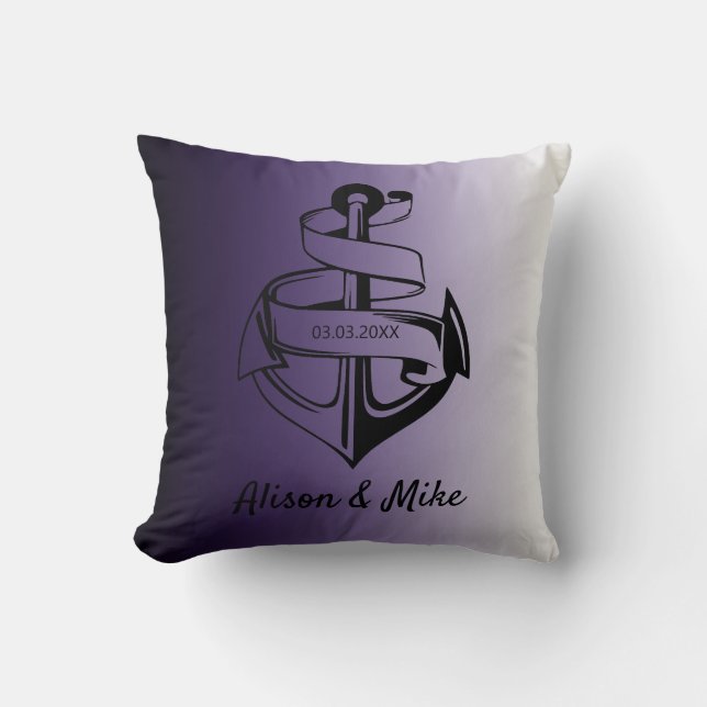 White And Black Anchor Cushion (Front)