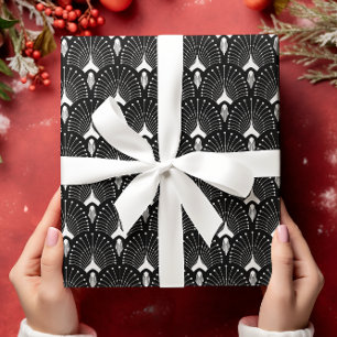 White and black art-deco pattern wrapping paper