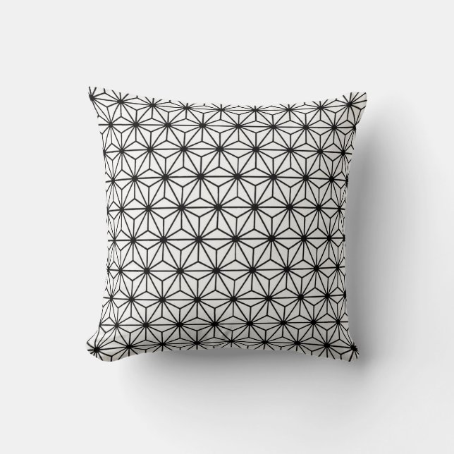 White and Black Art Deco Style Triangles Pattern Cushion (Front)