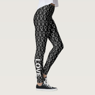 White and Black Awareness Ribbon Custom Leggings