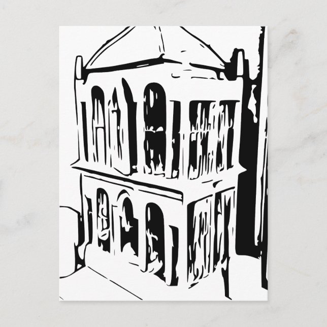 White and Black Bird Cage Postcard (Front)