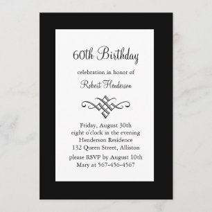 White and Black Birthday Invitation