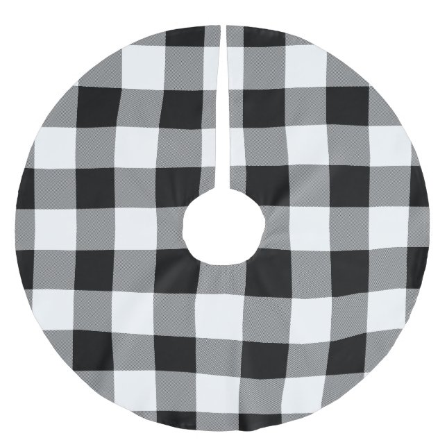 White and Black Buffalo Check - Plaid Tree Skirt (Front)