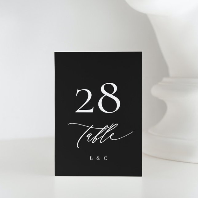 White and Black Calligraphy Modern Wedding Table Number (Creator Uploaded)