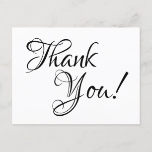 White and Black Calligraphy Thank You Postcard