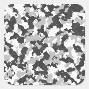 White and Black Camo pattern Square Sticker