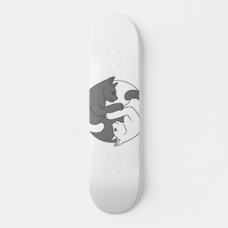 White and black cat hug - Choose background colour Skateboard