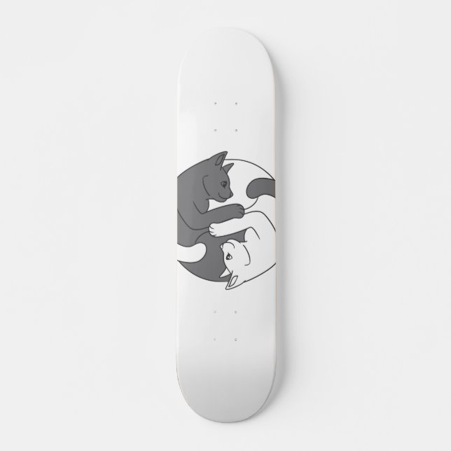 White and black cat hug - Choose background colour Skateboard (Front)