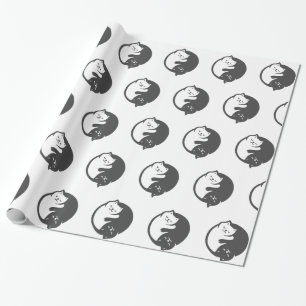 White and black cat Yin-Yang - Choose back color Wrapping Paper