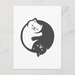 White and black cat Yin-Yang - Choose back colour Postcard