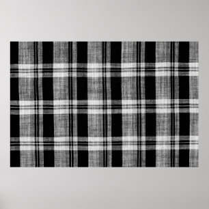 White and black checkered plaid fabric texture for poster