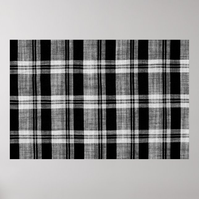 White and black checkered plaid fabric texture for poster (Front)