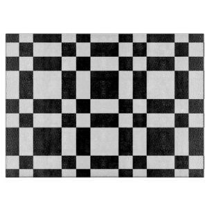 White and Black Chequered Cutting Board