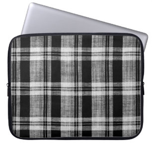 White and black chequered plaid fabric texture for laptop sleeve