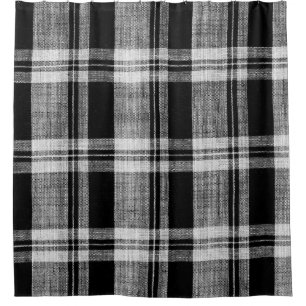 White and black chequered plaid fabric texture for shower curtain