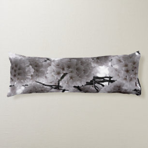White and Black Cherry Blossoms Body Cushion