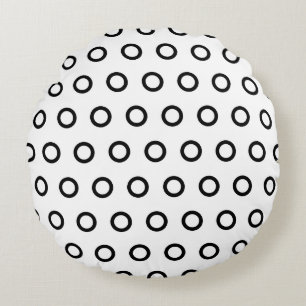 White and Black Circles Round Cushion