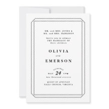 White and Black Classic Wedding Invitation, Formal
